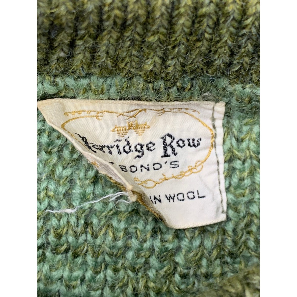 Vtg Harridge Row at Bonds Geometric 100% Virgin Wool Men's Green Sweater Large - Picture 5 of 9